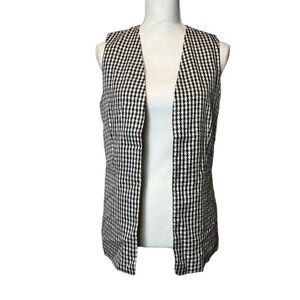 NWOT Sincerely Jules Sleeveless Open Vest Black and White Houndstooth Small